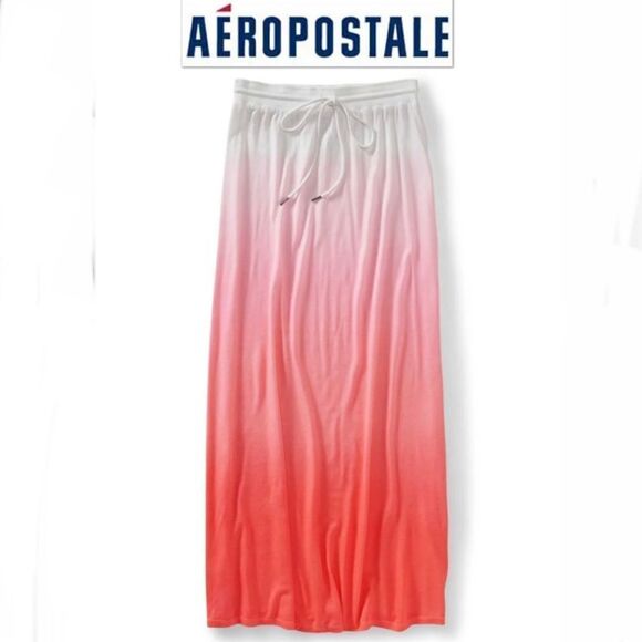 NWT Aeropostale Vintage Y2K XL Tie Dye Orange White Maxi Skirt w/ Drawstring - Picture 1 of 8